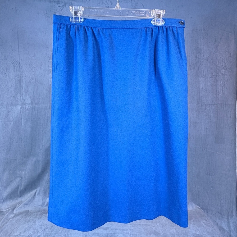 Vtg Pendleton Royal Blue 100% Virgin Wool Lined Midi Skirt Career Academia 10/12